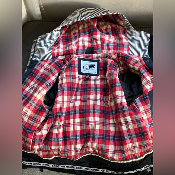 Picture Organic Clothing Brand women’s Katniss coat. Navy with stripes. Large. - Picture 6 of 10